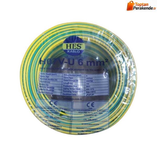 Hes Nya Kablo 6 mm² Sarıyeşil ( H07v-U )